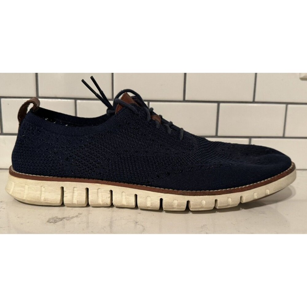 Cole Haan Zerogrand Stitchlite Wingtip Oxford Shoes Marine Blue C24947 Men Sz 10
